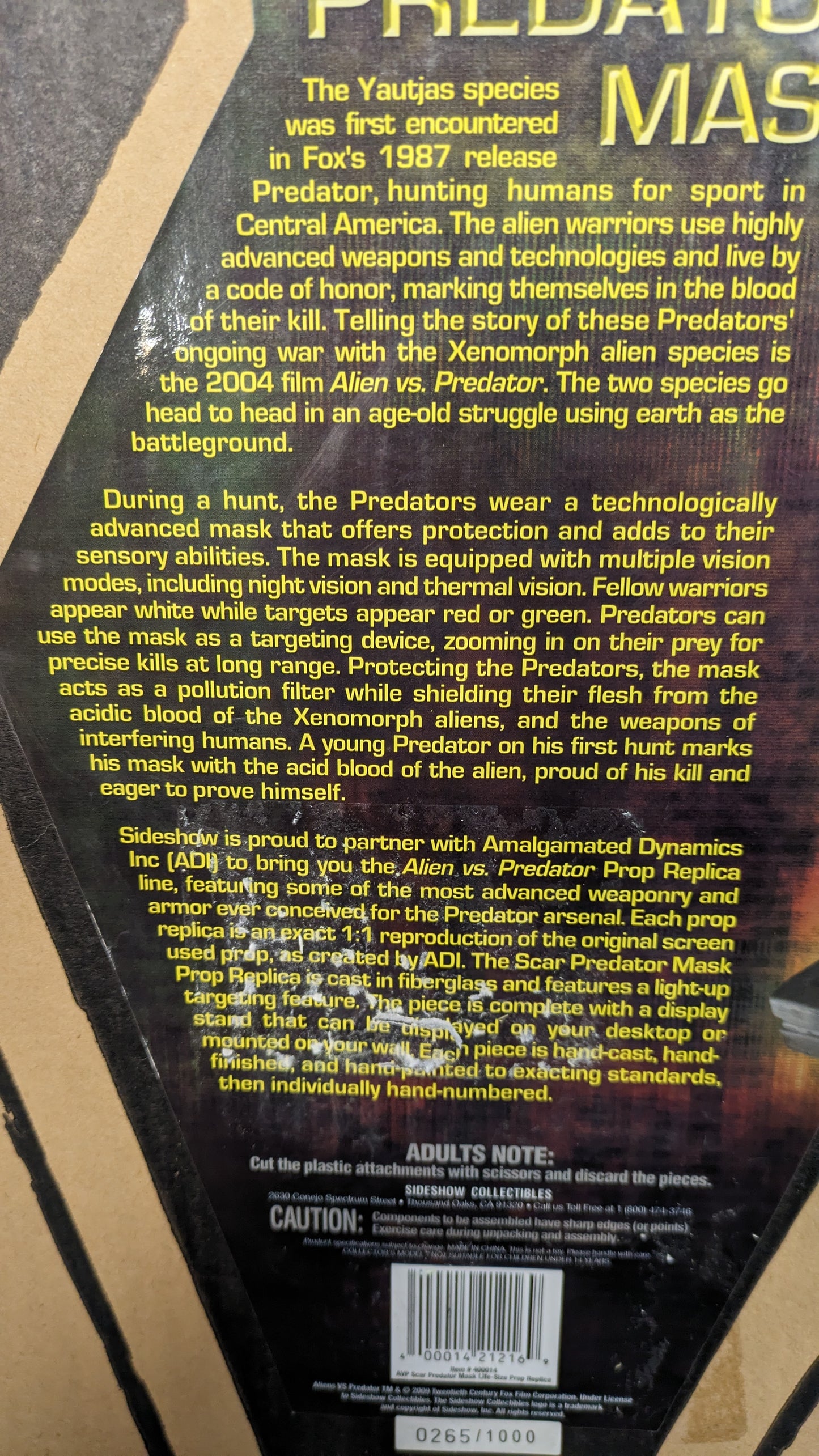 Sideshow Scar Predator Mask Life Size Prop Replica