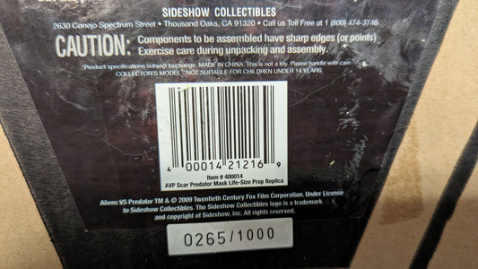 Sideshow Scar Predator Mask Life Size Prop Replica