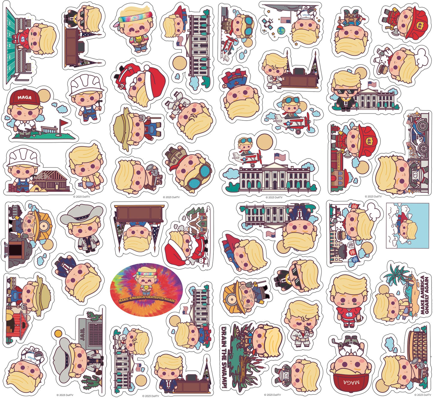 Chibi-in-Chief Sticker Collection: 50 President Trump Chibi Stickers of Political Cuteness