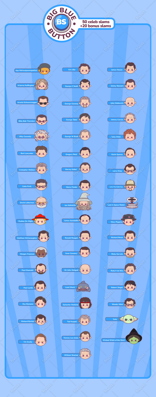 BS Button True Blue - 50 Celeb Sound Slam (70 New Sounds in All)